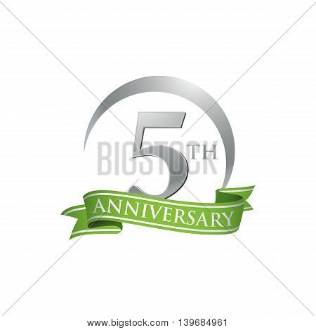 5th anniversary green logo template. Creative design. Business success