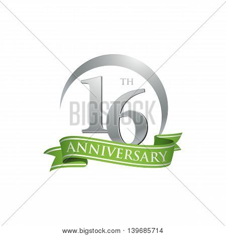 16th anniversary green logo template. Creative design. Business success