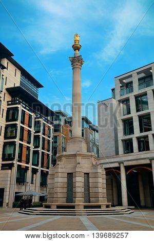 LONDON, UK - SEP 27: Paternoster Square Column in financial district on September 27, 2013 in London, UK. London is the world's most visited city and the capital of UK.