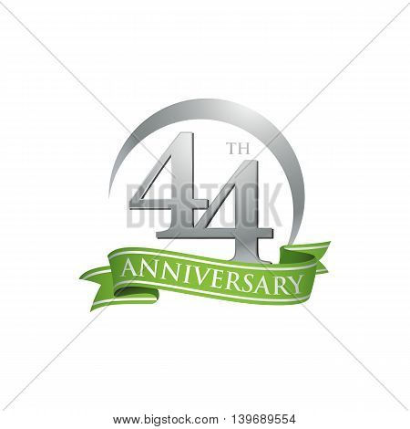 44th anniversary green logo template. Creative design. Business success