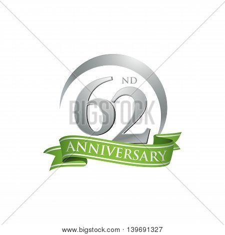 62nd anniversary green logo template. Creative design. Business success