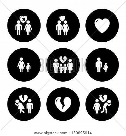 set of round concept family help icons