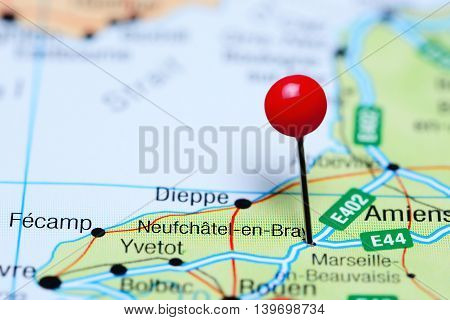 Neufchatel-en-Bray pinned on a map of France