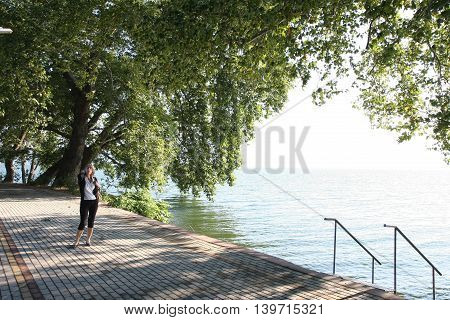 Lady posing near Dojran lake in Macedonia