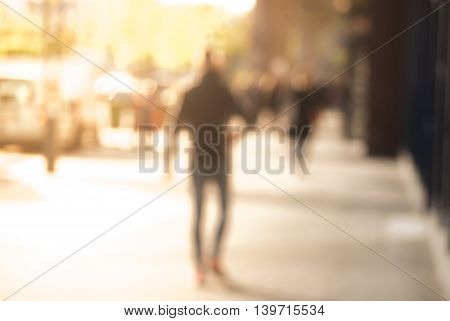 City commuters at sunset. Blurred background image for business, modile apps, and other uses.