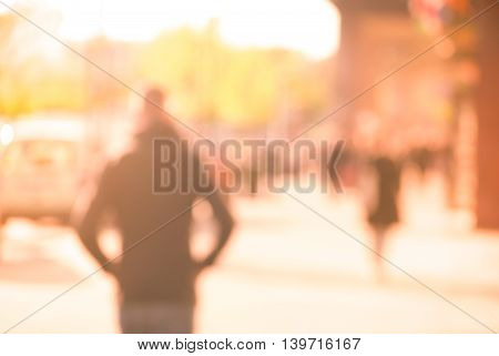 City commuters at sunset. Blurred background image for business, modile apps, and other uses.