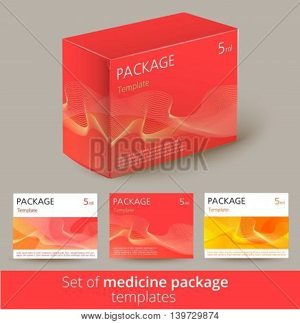 Set of medicine package design with 3d-template. Package of drugs. 100 vector - easy to use. Vector illustration.