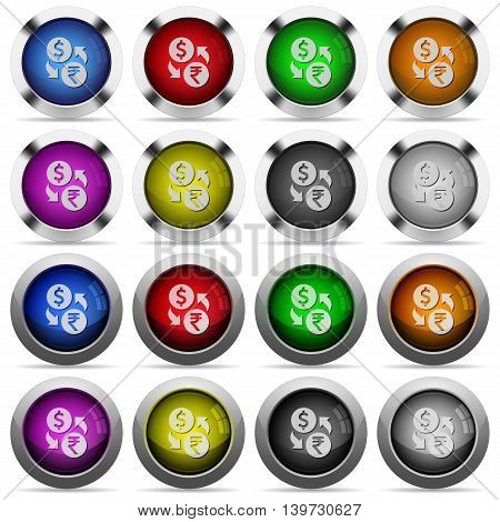 Set of Dollar Rupee exchange glossy web buttons. Arranged layer structure.