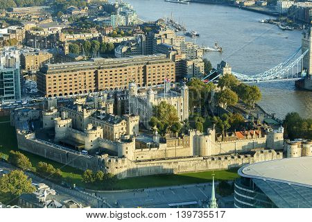 Aerial shot of The Tower Of London