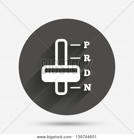 Automatic transmission sign icon. Auto car control symbol. Circle flat button with shadow. Vector