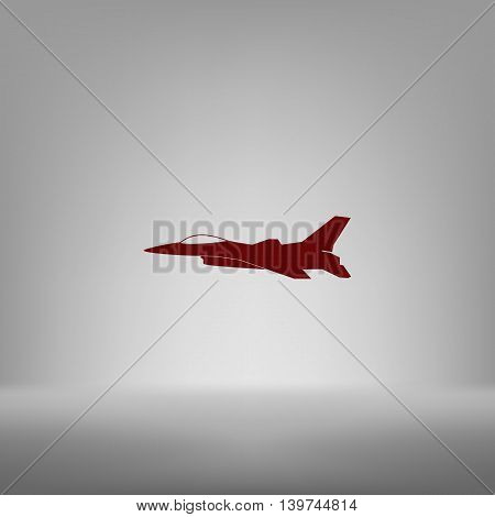 Jet Fighter Icon. Vector Airplane Silhouette Isolated On White Background.