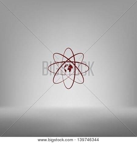 Flat Paper Cut Style Icon Of Science Symbol