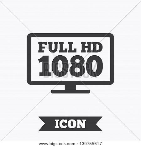 Full hd widescreen tv sign icon. 1080p symbol. Graphic design element. Flat full hd symbol on white background. Vector