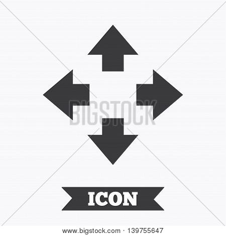 Fullscreen sign icon. Arrows symbol. Icon for App. Graphic design element. Flat fullscreen symbol on white background. Vector