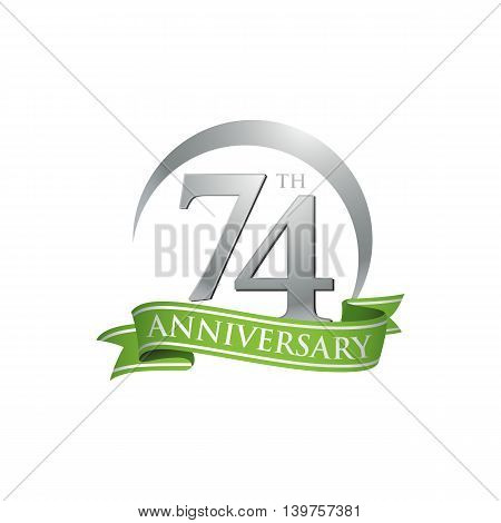 74th anniversary green logo template. Creative design. Business success