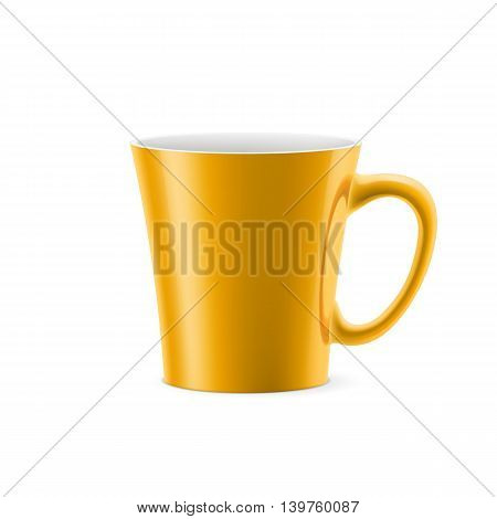Orange cup with tapered bottom stay on white background