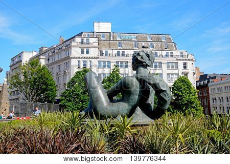BIRMINGHAM, UNITED KINGDOM - JUNE 6, 2016 - The River fountain statue (The Floozie in the Jacuzzi) in Victoria Square Birmingham England UK Western Europe, June 6, 2016.