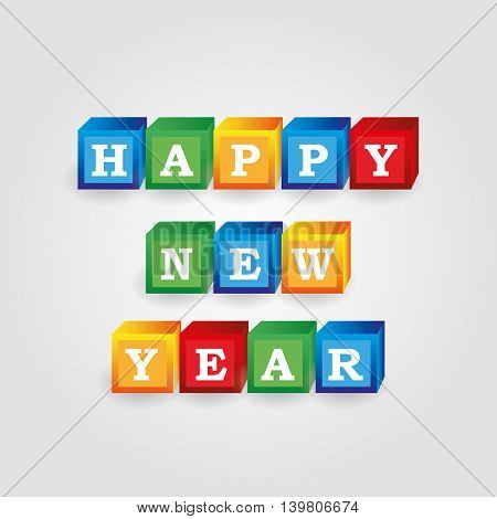 Happy New Year Message From Color Bricks With Numbers Eps10