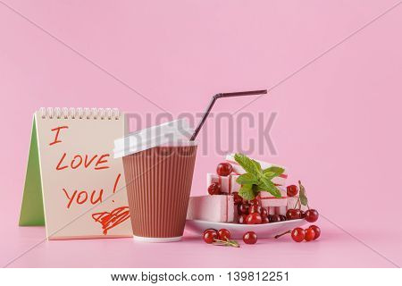 Gentle Romantic Breakfast For His Girlfriend With Cherry Fruit Candy