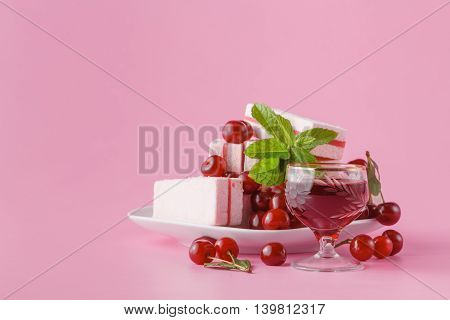 Cherry Liqueur On Pink