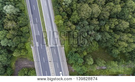 Aerial View Of Busy Road In Sosnowiec Poland.