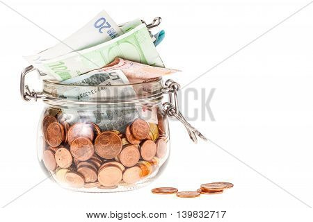 Jar With Euros Isolated