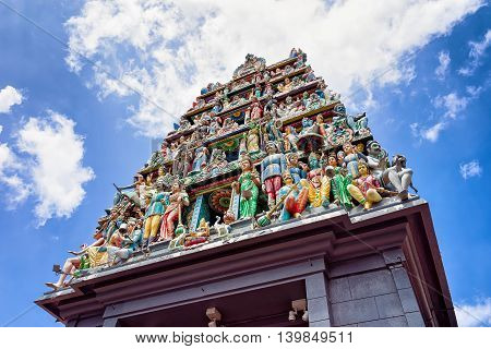 Fragment Of Decoration In Sri Mariamman Temple In Singapore