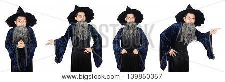 Funny wise wizard isolated on the white