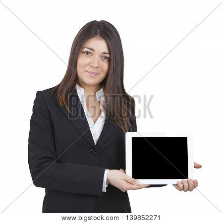 Businesswoman Showing Tablet