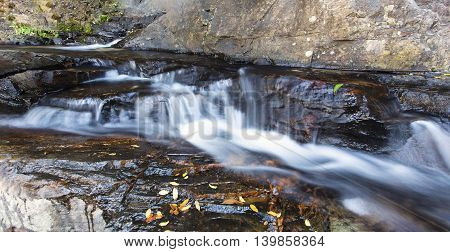 Small waterfall landscape with long exposure high in river