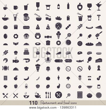 Big set of food and kitchen icons for mobile web and applications.