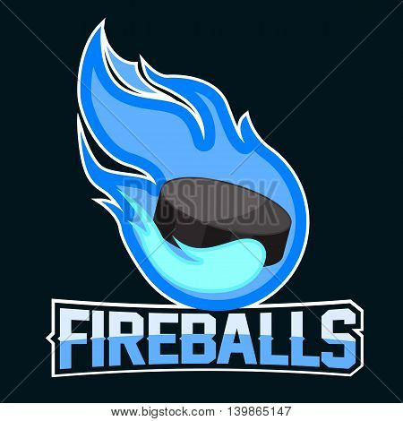 Flying soccer ball with green fire flames on dark background. Design element. Vintage item. Modern professional logo for sport team