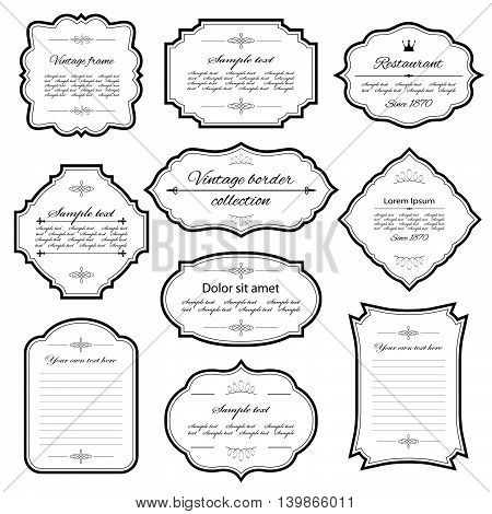 Vintage frame set isolated on white. Calligraphic design elements.