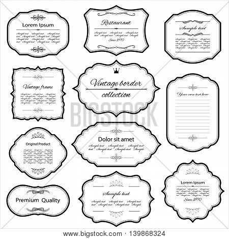 Vintage frame set isolated on white. Calligraphic design elements.