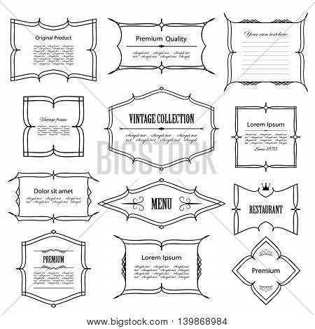 Vintage frame set isolated on white. Calligraphic design elements.
