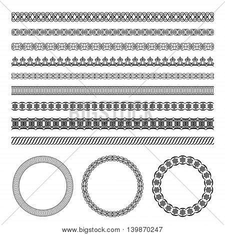 Ornamental lines and rounds isolated on white.