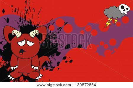 funny red demon cartoon background in vector format very easy to edit