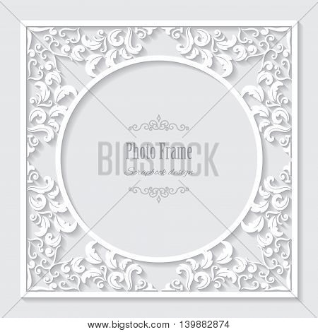 Filigree frame paper cut. For wedding design.