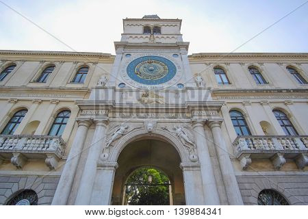 PADOVA, ITALY - JULY, 9, 2016: facade of an ancient house in Padova, Italy