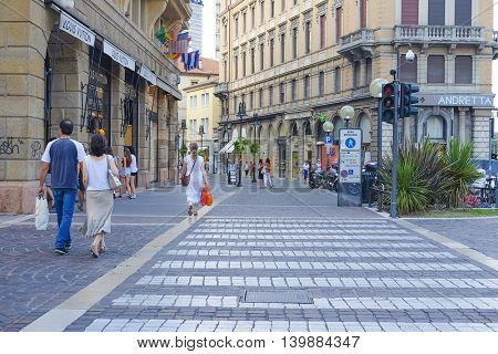 PADOVA, ITALY - JULY, 9, 2016: street in a historical center of Padova, Italy