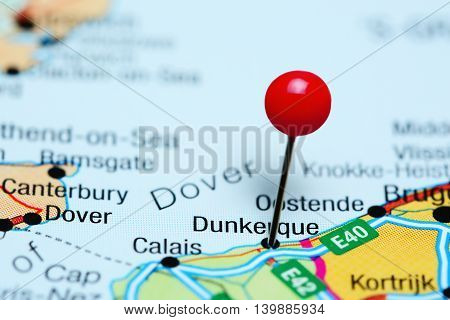 Dunkerque pinned on a map of France