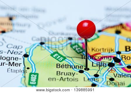 Bethune pinned on a map of France
