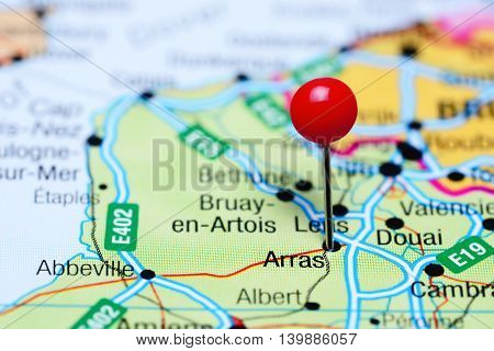 Arras pinned on a map of France