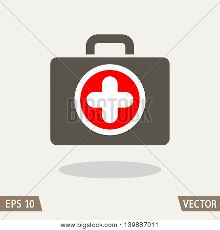 Medical first aid kit flat icon isolated on light background. Medicine chest symbol. Vector illustration for web and commercial use.