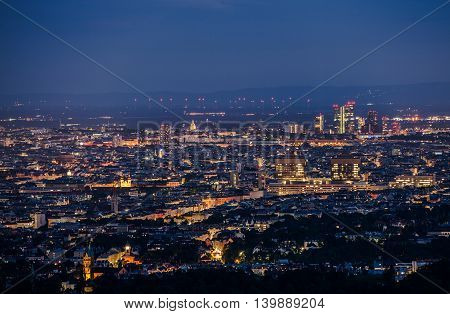 Vienna Austria at Night. Illuminated Cityscape Scenery. Vienna Europe.