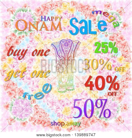 easy to edit vector illustration of decorated elephant for Happy Onam