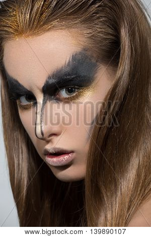 perfect girl wirh creative black make up