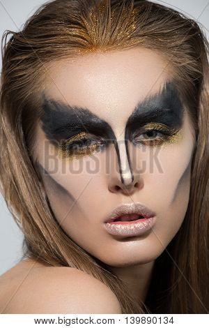 perfect girl wirh creative black make up