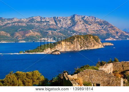 Island St. Nicholas in Budva Montenegro - travel background