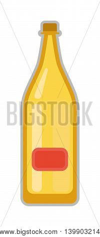 Beer bottle on white background and vector beer bottle. Alcohol drink bottle beverage liquid cold and pub lager beer bottle. Bottle of fresh beer
